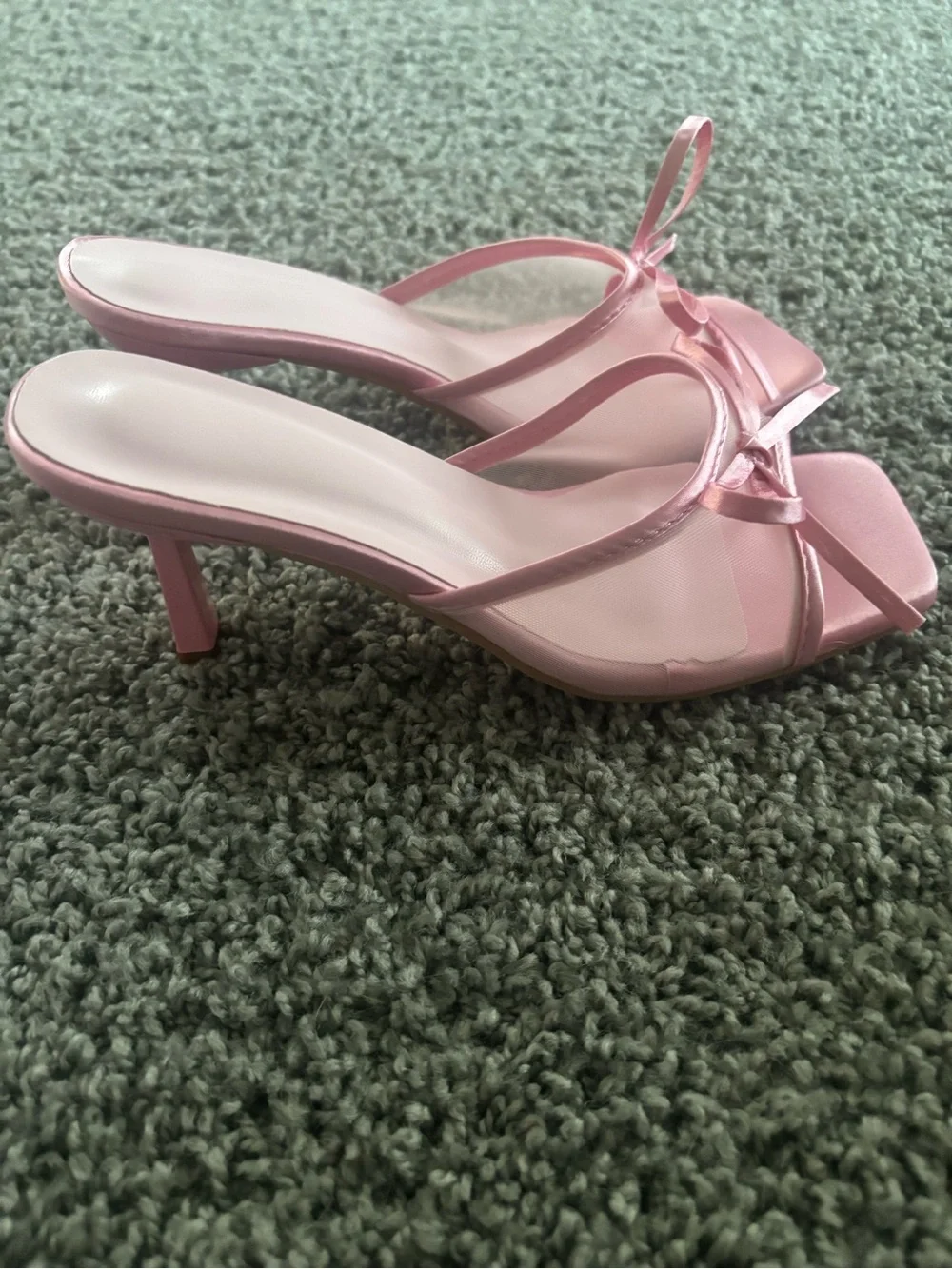 Pink Mesh Mid-Heel Slingback Pumps